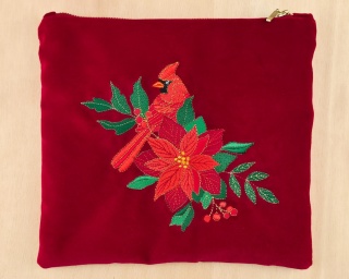 Kosmetyczka aksamitna - kardynał szkarłatny i gwiazda betlejemska