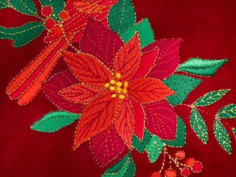 Kosmetyczka aksamitna - kardynał szkarłatny i gwiazda betlejemska