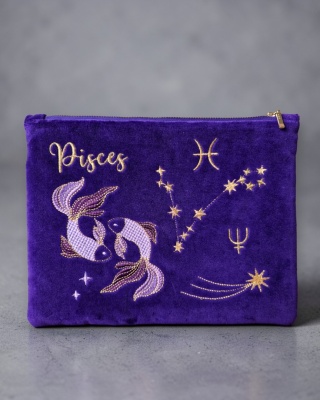 Kosmetyczka aksamitna znaki zodiaku - Ryby