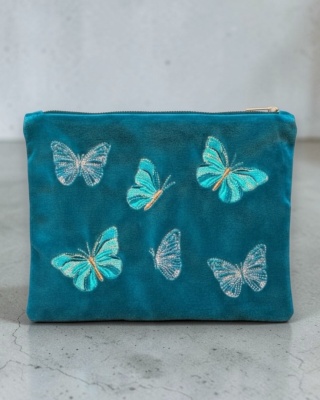 Kosmetyczka aksamitna - motyle