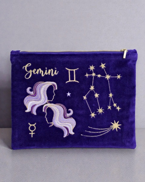 Kosmetyczka aksamitna znaki zodiaku - Bliźnięta