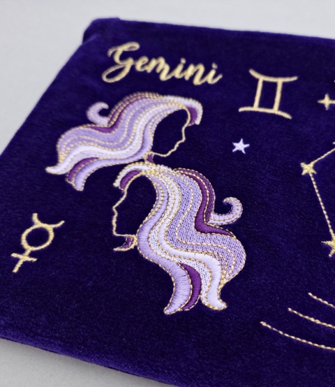 Kosmetyczka aksamitna znaki zodiaku - Bliźnięta
