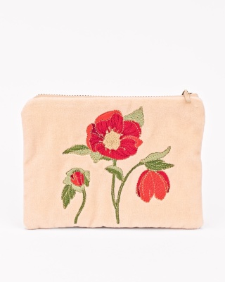 Portmonetka kwiaty ciemiernika (helleborus) aksamit