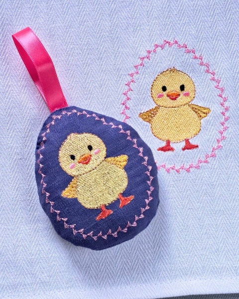 Ściereczka bawełniana z haftem - kurczak